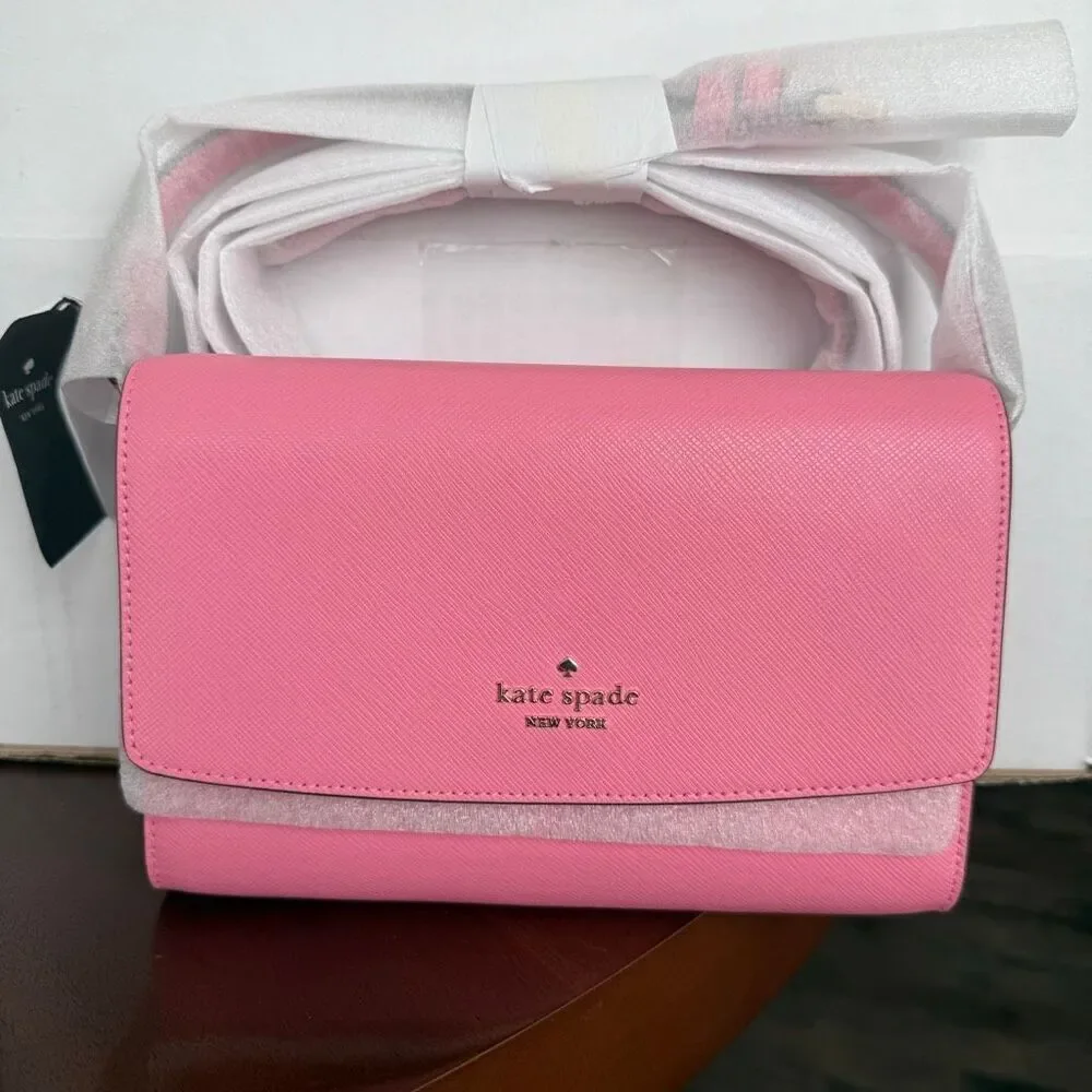 Kate Spade Perry Leather Crossbody Handbag Casual Purse Pink Blossom New